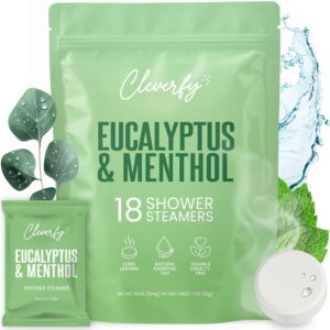 Cleverfy Shower Steamers for Aromatherapy - Menthol & Eucalyptus Set of 18 Shower Bombs