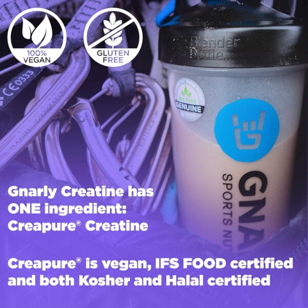 Gnarly Nutrition Creatine Powder - Creapure, Vegan Supplement, NSF Sport Certified, Optimized Recovery, Sports Nutrition, 5g Creatine Monohydrate, Unflavored (15.87oz)