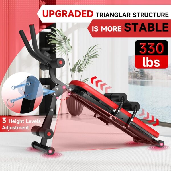 Bigzzia Ab Machine, Ab Workout Equipment Machine for Stomach Workout Foldable Abdominal Trainer for Home Gym Adjustable Ab Exercise Bench Crunch Machine for Core Abdomen