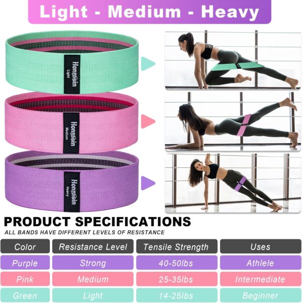 Resistance Bands for Working Out, 3 Levels Exercise Bands Workout Bands Set for Women Men, Hip Legs Booty Bands for Home Fitness, Gym, Yoga, Pilates