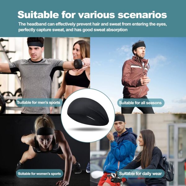 Running Headbands for Men（4 or 6 Pack, Mens Stretchy Headband for Football,Cycling,Basketball,Yoga,Fitness Workout Unisex Quick-Dry Sweatband
