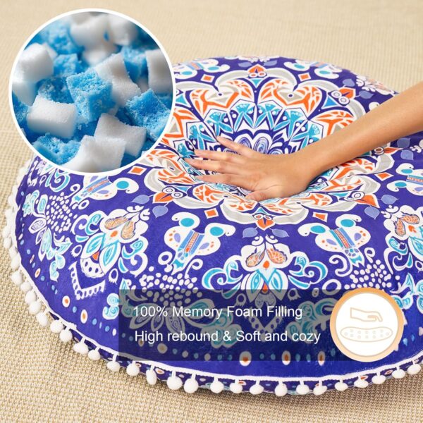 32 in Meditation Floor Cushion, Round Large Floor Pillow for Adult, Yoga Pillows for Sitting on Floor, Madala, Memory Foam Filling