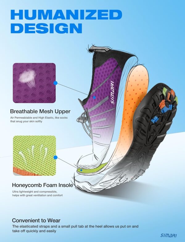SIMARI Water Shoes for Women Men Barefoot Breathable Quick-Dry Aqua Sports Beach River Hiking Athletic Swim Surf Pool Diving Camping Must Haves Outdoor Gear