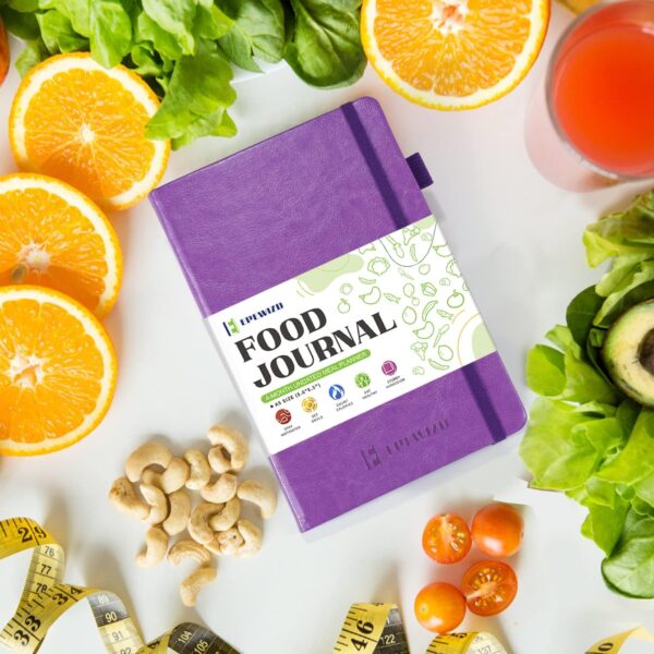 Food Journal for Weight Loss, Meal Planner & Daily Food Wellness Diary to Count Calories Nutrient Intake,Weight Loss Journal to Track Health, Achieve Diet Fitness Goals (A5 size)-Purple