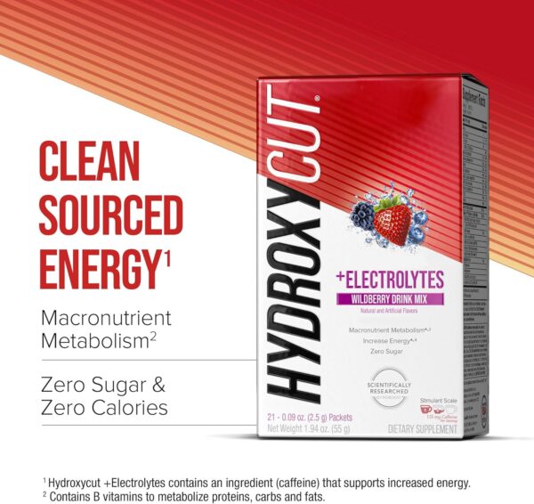 Hydroxycut Drink Mix, Wildberry Blast - 21 Travel-Size Packets, Pack of 2 - Zero Calories, Zero Sugar - Boost Metabolism, Burn Calories, Increase Energy - for Women & Men