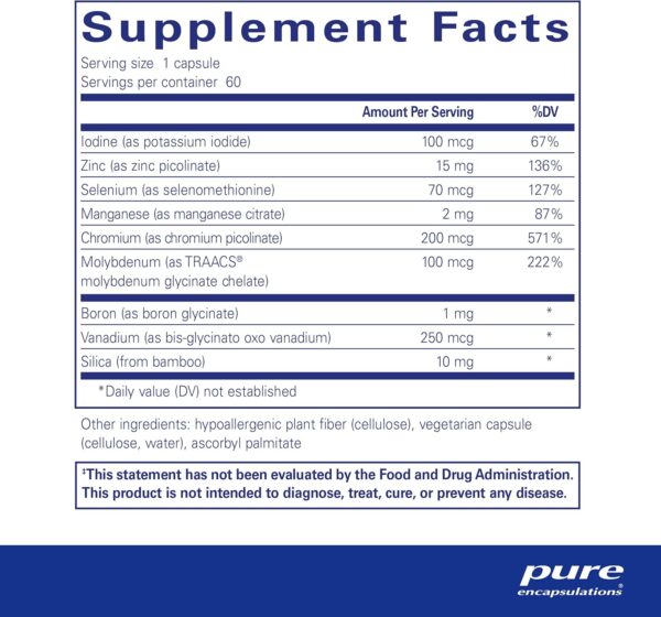 Pure Encapsulations Trace Minerals - Multimineral Supplement - Mineral Supplement - Supports Metabolism & Cellular Function* - Gluten Free & Vegan - 60 Capsules