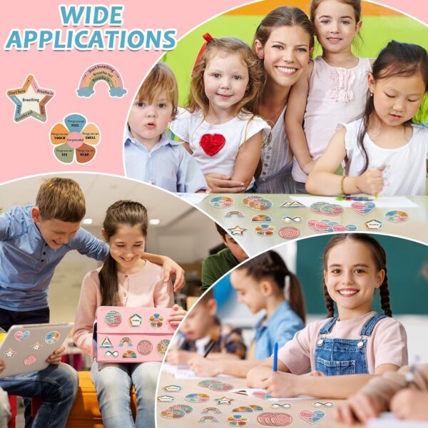 ZOIIWA 48Pcs Breath Calm Anxiety Sensory Stickers Reusable Tactile Textured Mindfulness Sticker Fidget Silent Adhesive Sensory Strips for School Office Adults Teen Kid Tension Student Classroom Supply