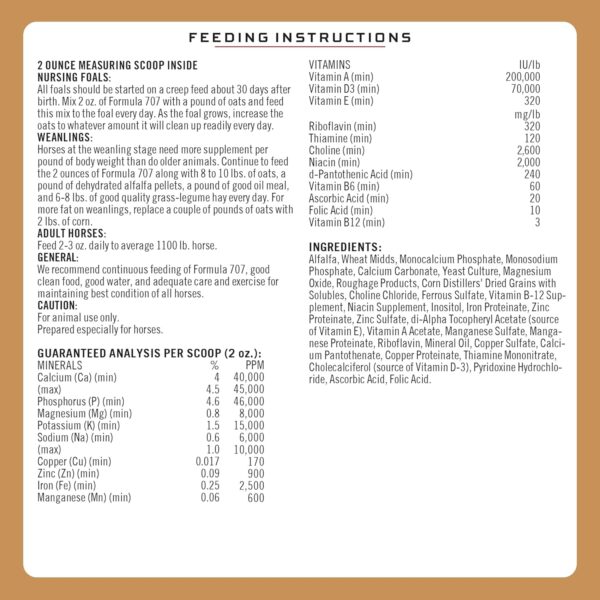 Formula 707 Daily Essentials Equine Supplement, 6 lb Bag – Complete Vitamins and Minerals for Superior Health and Condition in Horses