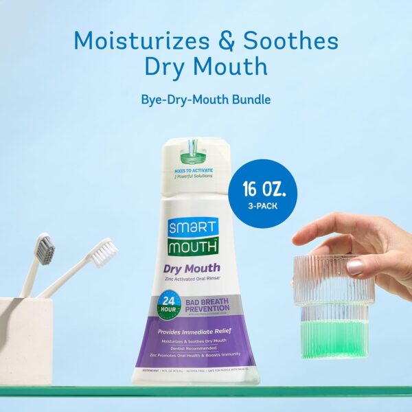 SmartMouth Activated Dry Mouth Mouthwash, Dry Mouth and Bad Breath Relief, Mint, 16 fl oz, 2 Pack