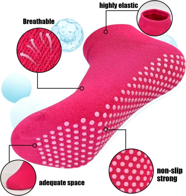 SkiBeaut Pilates Socks, Non Slip Grips Yoga Socks Ballet Dance Hospital Grippers Socks, 4 pairs Sticky Socks for Women