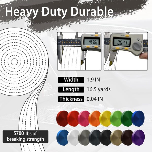 Polyester Webbing Strap 16+Colors – 1"&1.5"&1.9" – 16.5 25 33 55 Yards Heavy Duty Webbing Roll, Flat Webbing Strap for Indoor&Outdoor Gear, Climbing, DIY Crafting, Repairing