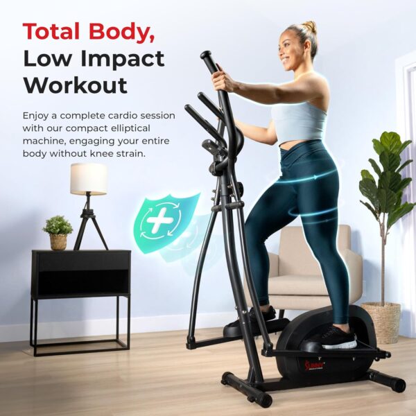 81PbIQQ2NGL._AC_SL1500_.jpg Sunny Health & Fitness 2-in-1 Smart Upright Elliptical Full-Body Exerciser w/Pulse Sensors, Home Cross-Training Cardio Workout Machine, Free SunnyFit App Bluetooth Link, Optional Long Stride Length