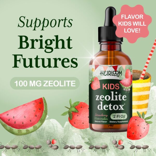 Zeolite Detox for Kids | Heavy Metal Detox | Methyl Vitamin B12, C and D3 for added Energy, Immune, and Focus | 2 oz liquid drops (60 Servings) | Parasite Cleanse | No Preservatives, Vegan, Non-GMO