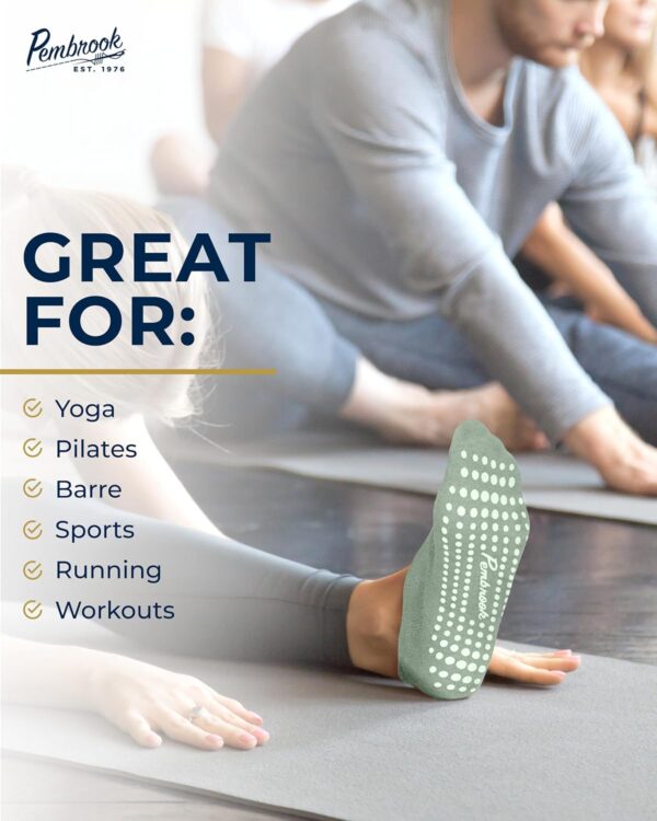 Pembrook Grip Socks - 6 Pairs Barre Socks with Grips for Women & Men | Non Slip Yoga Socks