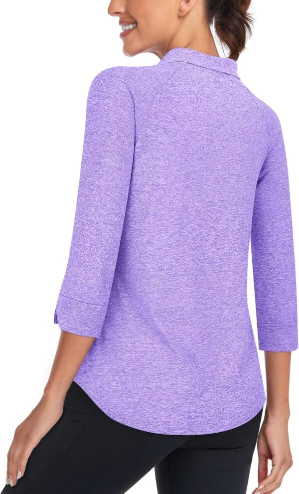 Cucuchy Style Womens Golf Shirt 3/4 Sleeve Quarter Zip Workout Tennis Tops Quick Dry UPF 50+ Shirts