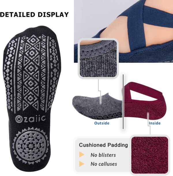 Ozaiic Yoga Socks for Women Non-Slip Grips & Straps, Ideal for Pilates, Pure Barre, Ballet, Dance, Barefoot Workout