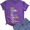 MIMOORN Womens Fun Happy Graphic Tees Summer Cute Letter Printed T-Shirts