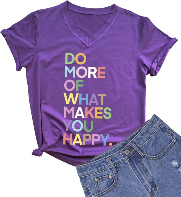 MIMOORN Womens Fun Happy Graphic Tees Summer Cute Letter Printed T-Shirts