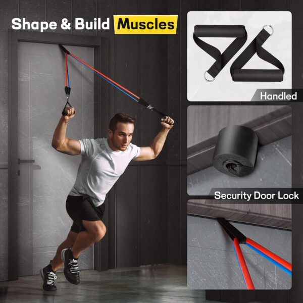 Resistance Bands, Resistance Band Set, Workout Bands, Exercise Bands for Men and Women, Exercise Bands with Door Anchor, Handles, Legs Ankle Straps for Muscle Training, Physical Therapy, Shape Body