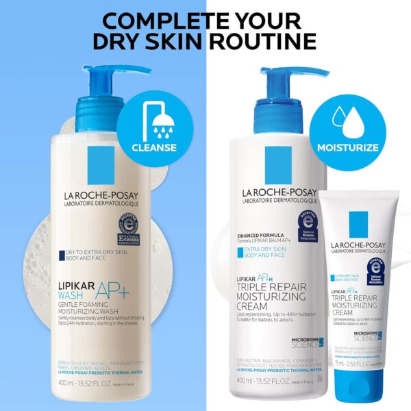 La Roche-Posay Lipikar AP+ Triple Repair Moisturizing Cream | Face & Body Lotion For Dry Skin | Shea Butter & Niacinamide Moisturizer | Gentle Face & Body Cream For Dry, Rough & Sensitive Skin