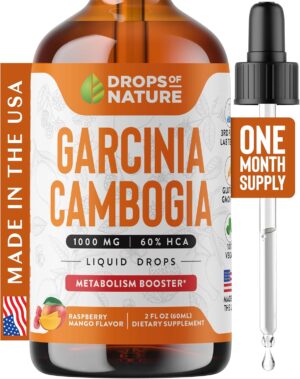 Garcinia Cambogia - Appetite Suppressant for Weight Loss - Stronger Than Pills & Capsules (60% HCA) 4X Ultra Concentrated Liquid Supplement - Carb Blocker - 2 fl. oz. Natural Raspberry Mango