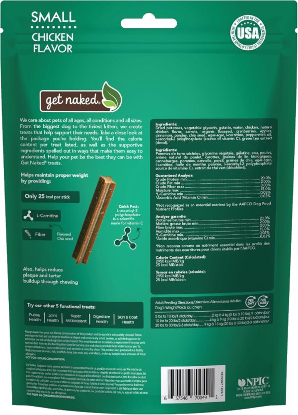 Get Naked Grain Free 1 Pouch 6.2 Oz Weight Management Dental Chew Sticks, Small