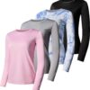 Real Essentials 4 Pack: Women's Dry-Fit Tech Stretch Long-Sleeve Athletic Workout T-Shirt (Available in Plus Size)