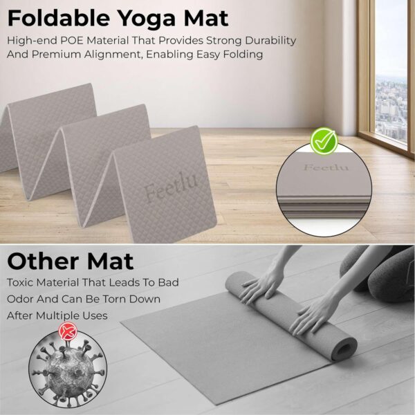 Foldable Yoga Mat - 6mm Thick, Lightweight, and Easy to Store for Travel - Anti-Slip Folding Exercise Mat for Yoga, Pilates, Home Workouts, and Floor Exercises