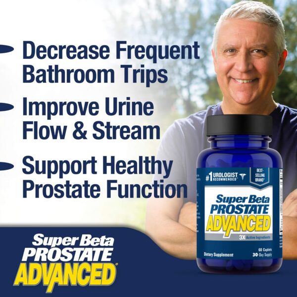 Advanced Prostate Supplement for Men – Reduce Bathroom Trips, Promote Sleep, Support Urinary Health & Bladder Emptying. Beta Sitosterol not Saw Palmetto. (60 Caplets, 1-Bottle)