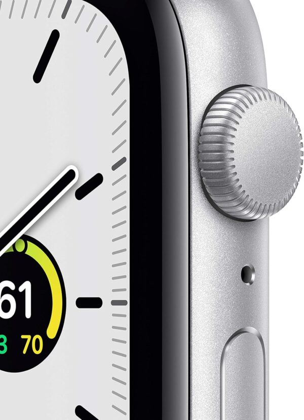 Apple Watch SE (GPS, 44mm) - Silver Aluminum Case with White Sport Band (Renewed)
