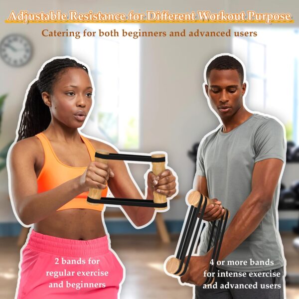 Rip Stick Efficient Upper Body Workout Equipment Home Gym, Adjustable Resistance Bands with Wooden Handles, Portable Exercise Equipment, Joint-Friendly, 8 Rip Stick Bands Included