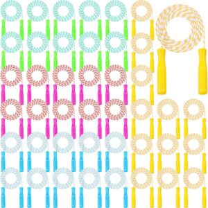 Aoriher 80 Pcs Jump Rope Bulk 7.87 ft Adjustable Stripe Skipping Rope Kids Outdoor Exercise Fitness Equipment for Back to School Class Playground Activities Set, 4 Colors