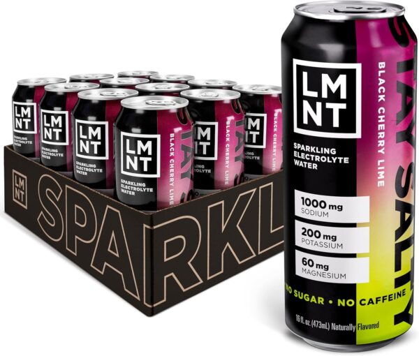 LMNT Sparkling Electrolyte Drink - Black Cherry Lime | 12-Count