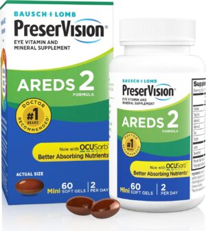 PreserVision AREDS 2 Eye Vitamin & Mineral Supplement, Contains Lutein, Vitamin C, Zeaxanthin, Zinc & Vitamin E, 60 Minigels (Packaging May Vary)