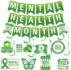 35 Pcs Mental Month Decorations Including Mental Month Banner Mental Month Hanging Swirls Wall Decor Holiday Celebrating Events for Festival Supplies