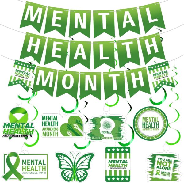 35 Pcs Mental Month Decorations Including Mental Month Banner Mental Month Hanging Swirls Wall Decor Holiday Celebrating Events for Festival Supplies