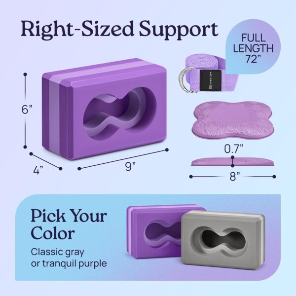 Deep-Zen® Yoga Blocks Wrist Support; Yoga Blocks 2 Pack w/Knee Pads; Yoga Blocks 2 Pack with Strap to Put Less Weight on Wrists; Durable, Versatile Yoga Brick Exercise Block Set, Blocks Yoga