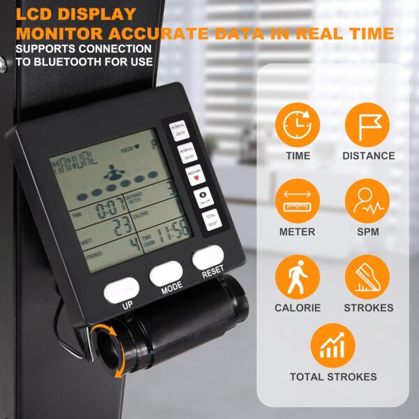 Ski Machine, Indoor Aerobic Wind Resistance Machine, Exercise Equipment for Home, Skiing Machine with LCD Display, Home Gym Strength Training Equipment, Black