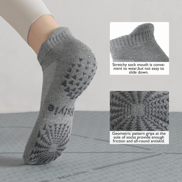 Hstyle 6 Pairs of Yoga Socks with Grips for Women and Men,Ideal for Ballet,Barefoot Workout,Pilates Grip Socks Non Slip Socks