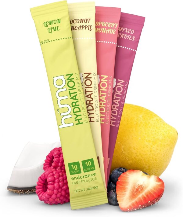 HUMA CHIA Hydration Drink Mix, Variety 30 Packets - Low Calorie, High Electrolyte Powder for Sports & Exercise - 100% Natural, 1g Sugar, 10 Cal