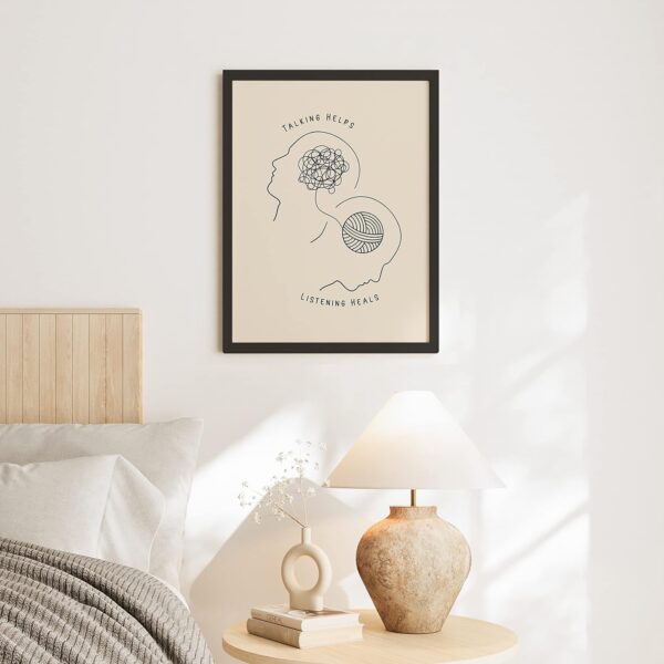 EXCOOL CLUB Therapy Office Decor Mental Health Posters - 12x16 Counseling Wall Art for Therapist Office Decor, Boho Talking Helps Poster for School Counselors Supplies, Psychology Decor (UNFRAMED)