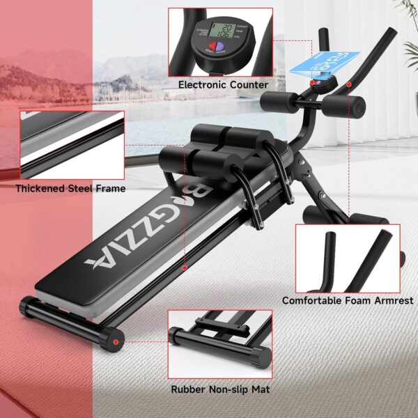 Bigzzia Ab Machine, Ab Workout Equipment Machine for Stomach Workout Foldable Abdominal Trainer for Home Gym Adjustable Ab Exercise Bench Crunch Machine for Core Abdomen