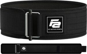 Fit Active Sports Self Locking Weight Lifting Belt | Premium Weightlifting Belt for Cross Training, Fast Locking Release Mechanism for Fitness and Power Lifting - Weightlifting Back Support for Men and Women