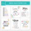 Decorably 18 Mental Health Posters for Classroom, 8x10in Matte-Laminated Inspirational School Psychologist Office Decor