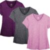 icyzone Workout Shirts Yoga Tops Activewear V-Neck T-Shirts for Women Running Fitness Sports Short Sleeve Tees