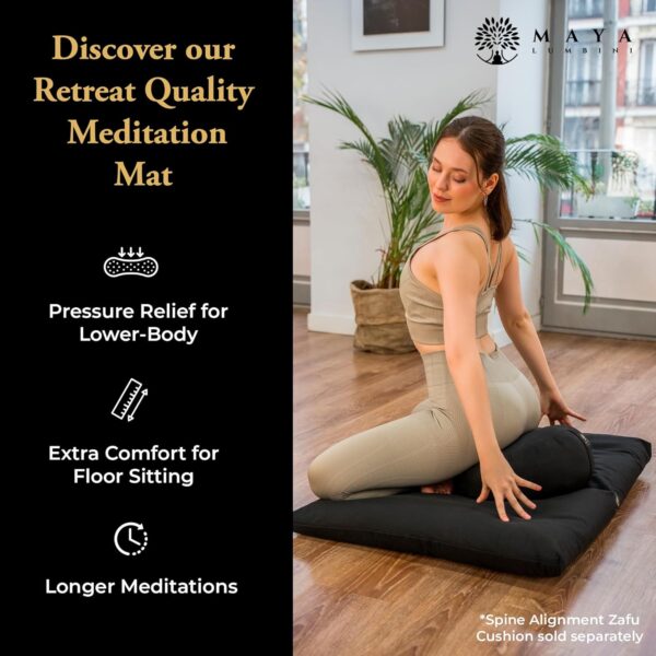 Organic Meditation Mat Zabuton/Floor Pillow - 3 & 4 Inch Thickness Options - Prevents Knees & Legs Pain