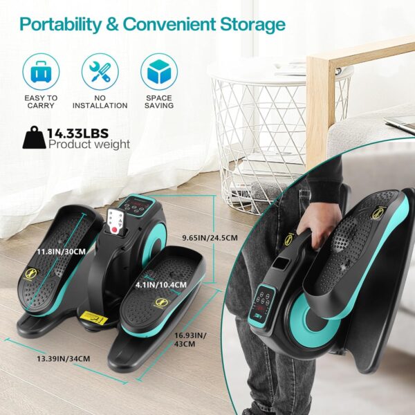 Under Desk Elliptical Machine, Ellipse Leg Exerciser for Seniors Adults, Adjustable Speeds Elliptical Trainer with Remote Control, Quiet & Portable Mini Seated Pedal Exerciser for Home Office Use