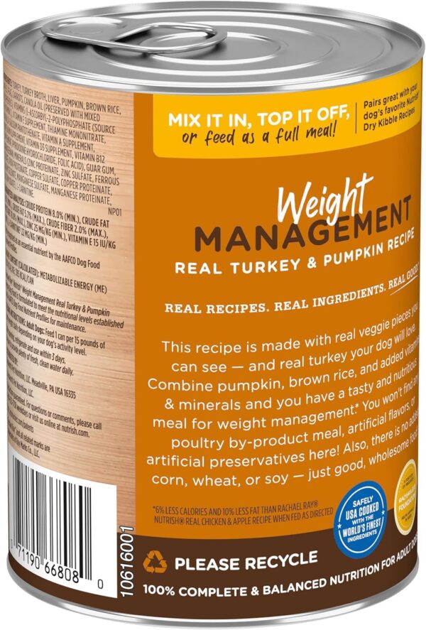 81RfIqZMxbL._AC_SL1500_.jpg Rachael Ray Nutrish Weight Management Wet Dog Food, Real Turkey & Pumpkin, 13 Ounce Can (Pack of 12)