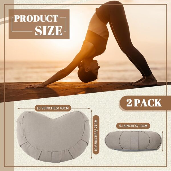 Wenqik 2 Pack Meditation Cushion Yoga Pillow Meditation Pillow Crescent Shaped Yoga Bolsters Zafu Seat with Removable Washable Cover Floor Pouf for Sitting Men or Women, Gray