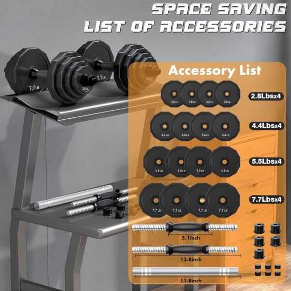 81RsKznnegL._AC_SL1500_.jpg KISS GOLD Weights Dumbbells Set, Adjustable Dumbbell Sets 22Lbs 44Lbs 66Lbs 88Lbs with Solid Steel, Barbell Free Weight Set with Connector Workout Home Gym Equipment for Men Women Strength Training Shaping